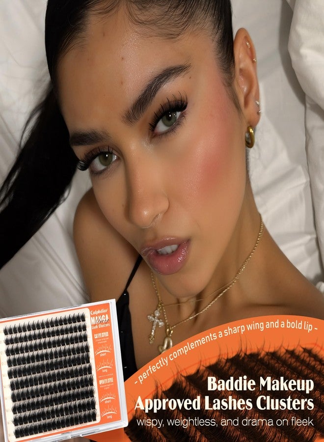 Calphdiar Manga Lash Clusters Wispy Eyelash Clusters Spiky Fluffy Volume Cluster Eyelash Extensions 10 12 14 16mm Weightless Cluster Lashes Long Lasting Individual Lashes DIY Cat Eye Open Eye Looks - Image 3